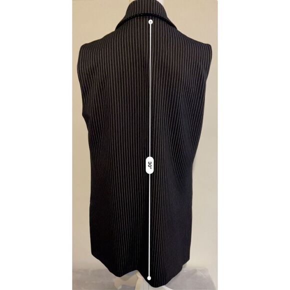 Women’s Black Pinstripes Button Vest Ellen Tracy LARGE - Picture 6 of 10